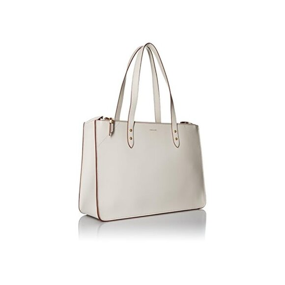 Anne Klein Madeline E/W Large Off White /Chocolate Tote - Picture 2 of 7